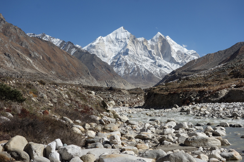 The River Ganga with the Bhagirati peak in the background